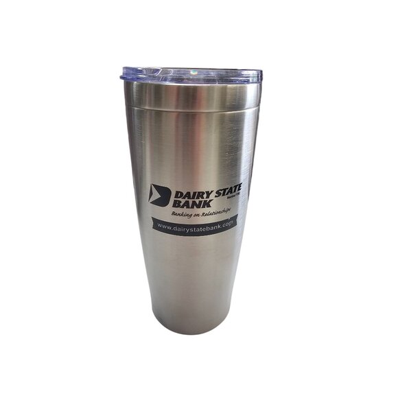 Stainless Steel 20 Oz Tumbler With Clear Lid Dairy State Bank Logo Durable Desig - Picture 3 of 6